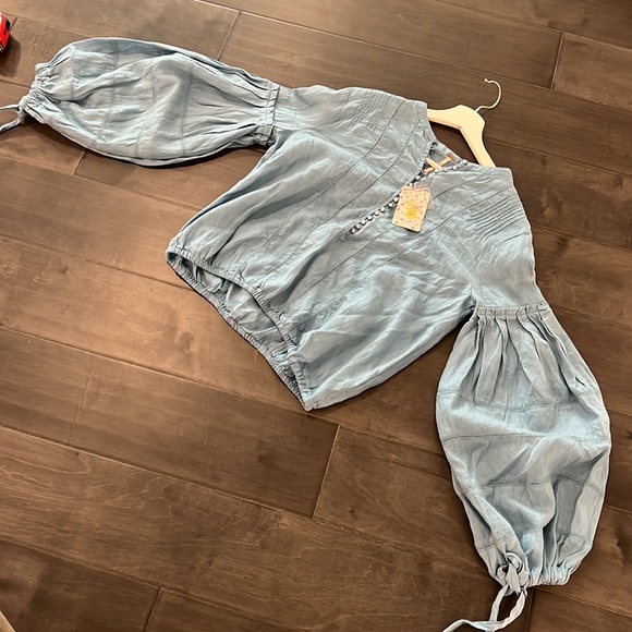 FREE PEOPLE 💯 linen balloon blouse size SP - Picture 10 of 16